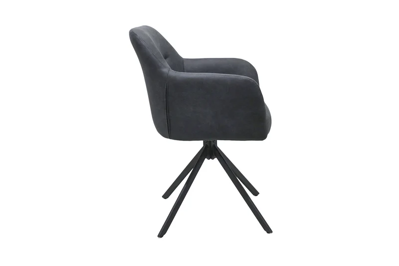 Esszimmerstuhl 2er Set MONTREAL, 360° drehbar mit Ziernaht im Rücken, Bezug in anthrazit, Gestell in schwarz, Küchenstuhl, Maße: B 57, H 81, T 58 cm