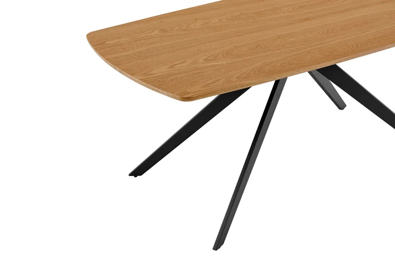 Esstisch JASON / Tischplatte in Eiche natur, Spinnenfußgestell in schwarz / Echtholzfurnier & abgerundete Kanten / Esszimmertisch / Küchentisch / Maße: 160 x 90, H 75 cm