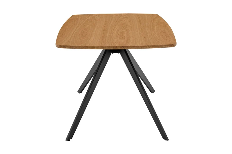Esstisch JASON / Tischplatte in Eiche natur, Spinnenfußgestell in schwarz / Echtholzfurnier & abgerundete Kanten / Esszimmertisch / Küchentisch / Maße: 160 x 90, H 75 cm