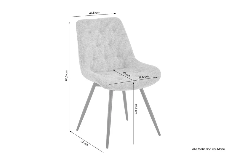 Stuhl 2-er Set ARAGON / Bezug in grau oder taupe, Gestell in schwarz / 360° drehbar / wasserabweisend & Pet Friendly / Esszimmerstuhl / Polsterstuhl / B 47,5 x H 84,5 x T 62,5 cm