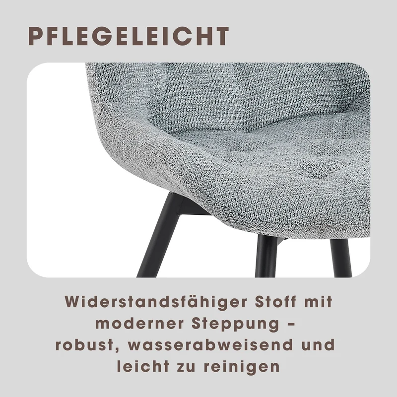Stuhl 2-er Set ARAGON / Bezug in grau oder taupe, Gestell in schwarz / 360° drehbar / wasserabweisend & Pet Friendly / Esszimmerstuhl / Polsterstuhl / B 47,5 x H 84,5 x T 62,5 cm