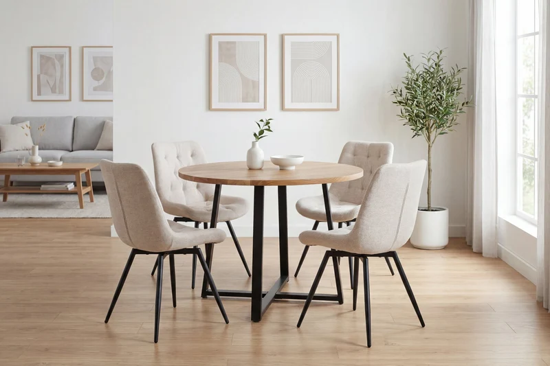 Stuhl 2-er Set ARAGON / Bezug in grau oder taupe, Gestell in schwarz / 360° drehbar / wasserabweisend & Pet Friendly / Esszimmerstuhl / Polsterstuhl / B 47,5 x H 84,5 x T 62,5 cm