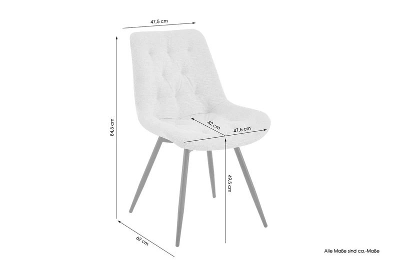 Stuhl 2-er Set ARAGON / Bezug in grau oder taupe, Gestell in schwarz / 360° drehbar / wasserabweisend & Pet Friendly / Esszimmerstuhl / Polsterstuhl / B 47,5 x H 84,5 x T 62,5 cm