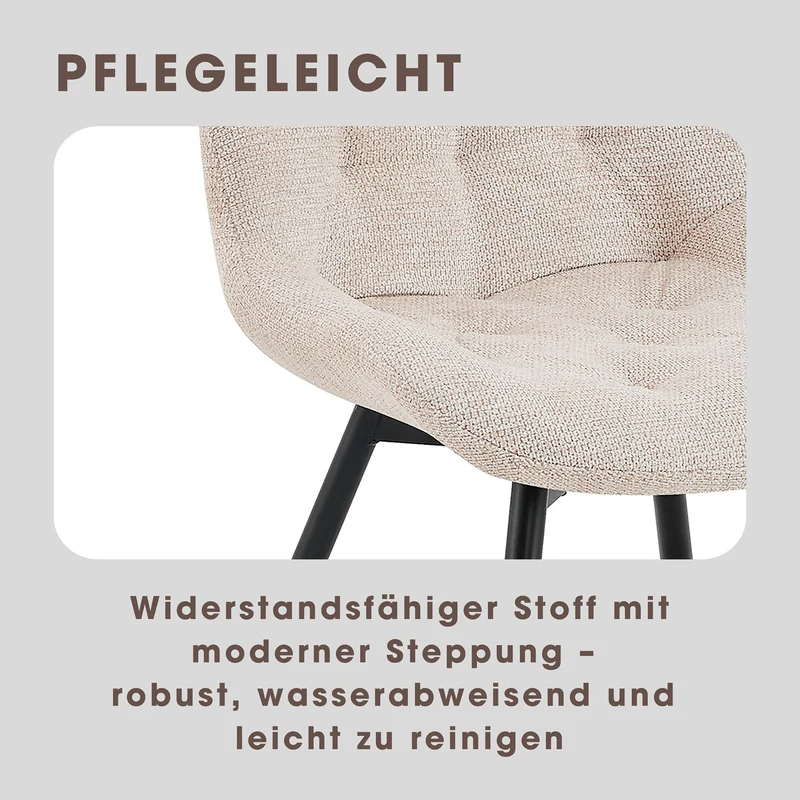 Stuhl 2-er Set ARAGON / Bezug in grau oder taupe, Gestell in schwarz / 360° drehbar / wasserabweisend & Pet Friendly / Esszimmerstuhl / Polsterstuhl / B 47,5 x H 84,5 x T 62,5 cm