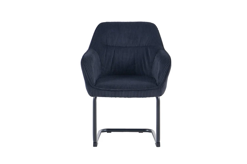 ELBA Schwingstuhl 2er Set, drehbar 180° mit Rückholfunktion, Grob-Cord dunkelgrün, Metallgestell schwarz, Armlehnen
