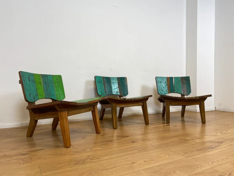 Boatwood by WMK I 1/5 Einzigartiger Lounge Sessel aus altem Bootsholz, ein handgefertigtes Unikat aus massivem Teakholz , auch Outdoor