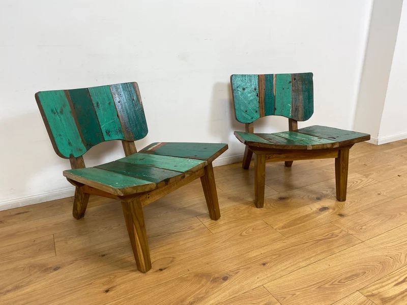 Boatwood by WMK I 1/5 Einzigartiger Lounge Sessel aus altem Bootsholz, ein handgefertigtes Unikat aus massivem Teakholz , auch Outdoor