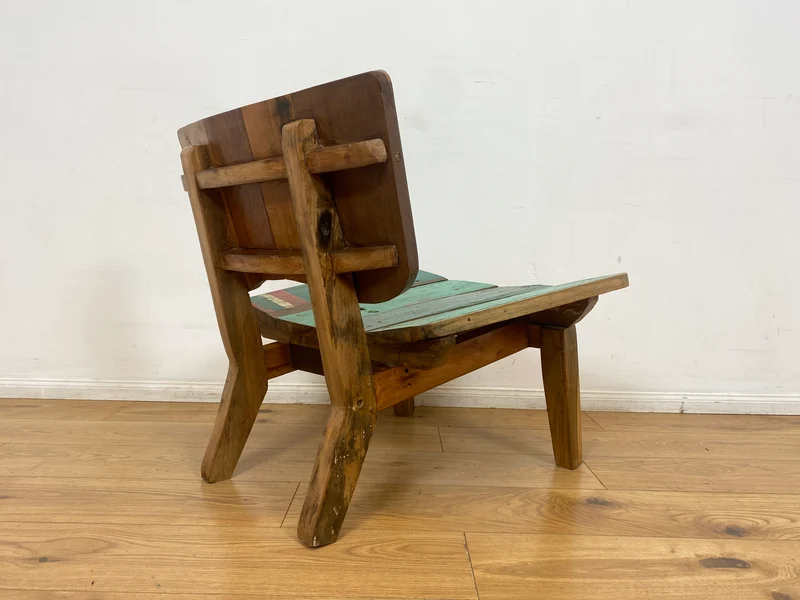 Boatwood by WMK I 1/5 Einzigartiger Lounge Sessel aus altem Bootsholz, ein handgefertigtes Unikat aus massivem Teakholz , auch Outdoor