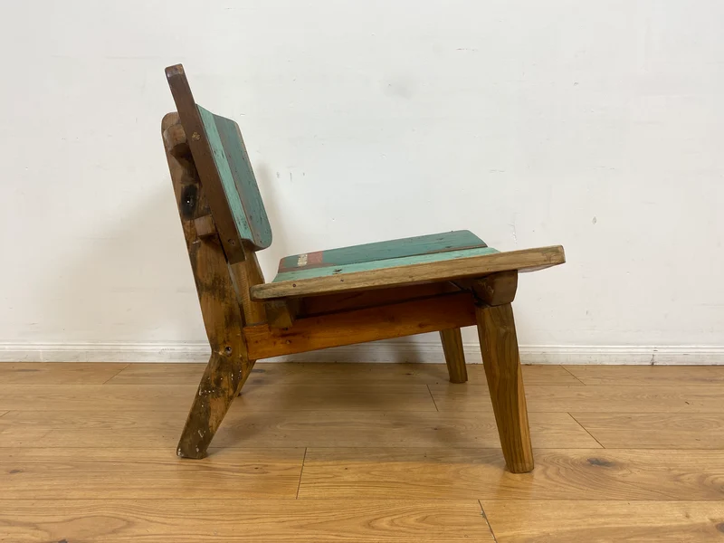 Boatwood by WMK I 1/5 Einzigartiger Lounge Sessel aus altem Bootsholz, ein handgefertigtes Unikat aus massivem Teakholz , auch Outdoor