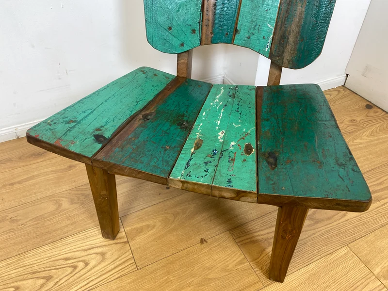 Boatwood by WMK I 1/5 Einzigartiger Lounge Sessel aus altem Bootsholz, ein handgefertigtes Unikat aus massivem Teakholz , auch Outdoor