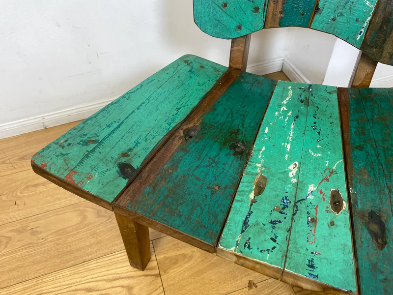 Boatwood by WMK I 1/5 Einzigartiger Lounge Sessel aus altem Bootsholz, ein handgefertigtes Unikat aus massivem Teakholz , auch Outdoor