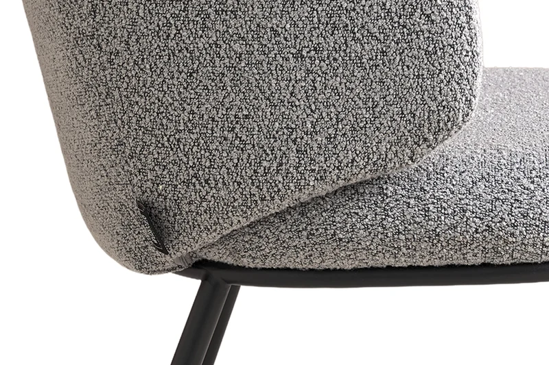 Esszimmerstuhl SUNJA 01, Bezug in Bouclé grau, Untergestell aus Metall schwarz oder Bezug in Bouclé greige, Untergestell aus Metall seidengrau