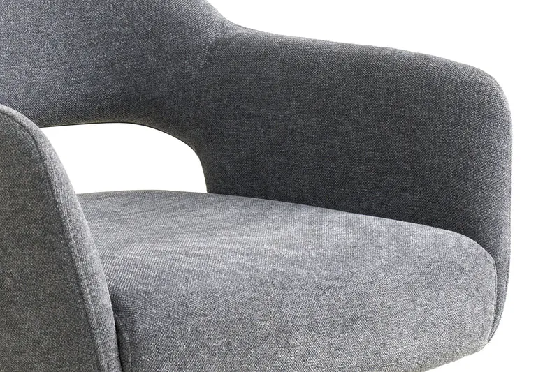 Esszimmerstuhl STAVANGER 01, Bezug in Webstoff grau, Untergestell aus Metall schwarz oder Bezug in Webstoff greige, Untergestell aus Metall seidengrau, drehbar