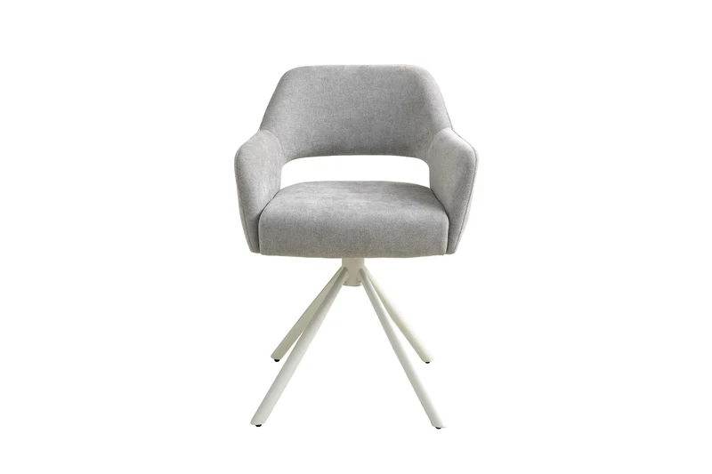 Esszimmerstuhl STAVANGER 01, Bezug in Webstoff grau, Untergestell aus Metall schwarz oder Bezug in Webstoff greige, Untergestell aus Metall seidengrau, drehbar