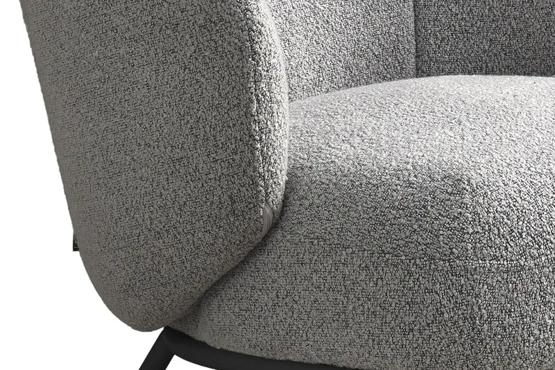Sessel SELVIK 01, Bezug in Bouclé grau, Untergestell aus Metall schwarz oder Bezug in Bouclé greige, Untergestell aus Metall seidengrau