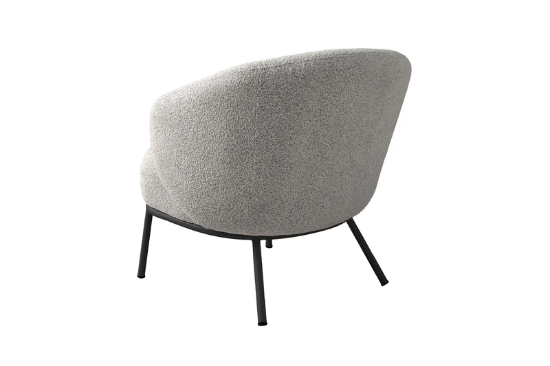 Sessel SELVIK 01, Bezug in Bouclé grau, Untergestell aus Metall schwarz oder Bezug in Bouclé greige, Untergestell aus Metall seidengrau