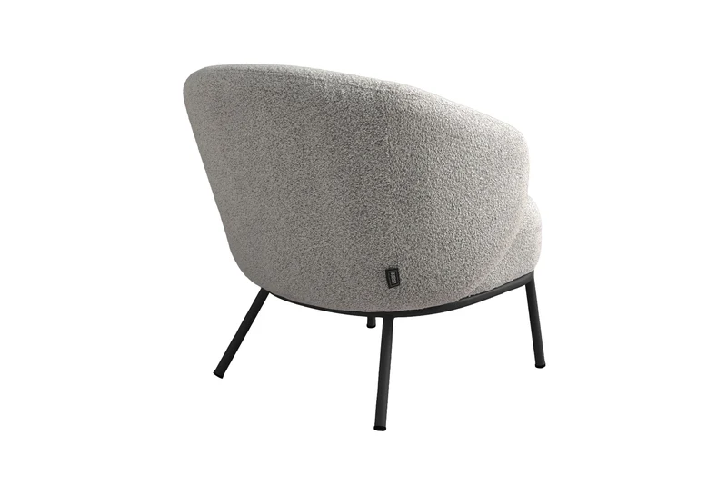 Sessel SELVIK 01, Bezug in Bouclé grau, Untergestell aus Metall schwarz oder Bezug in Bouclé greige, Untergestell aus Metall seidengrau