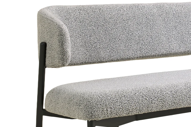Polsterbank OSLO B 160 oder 200, Bezug in Bouclé grau, Untergestell aus Metall schwarz oder Bezug in Bouclé greige, Untergestell aus Metall seidengrau