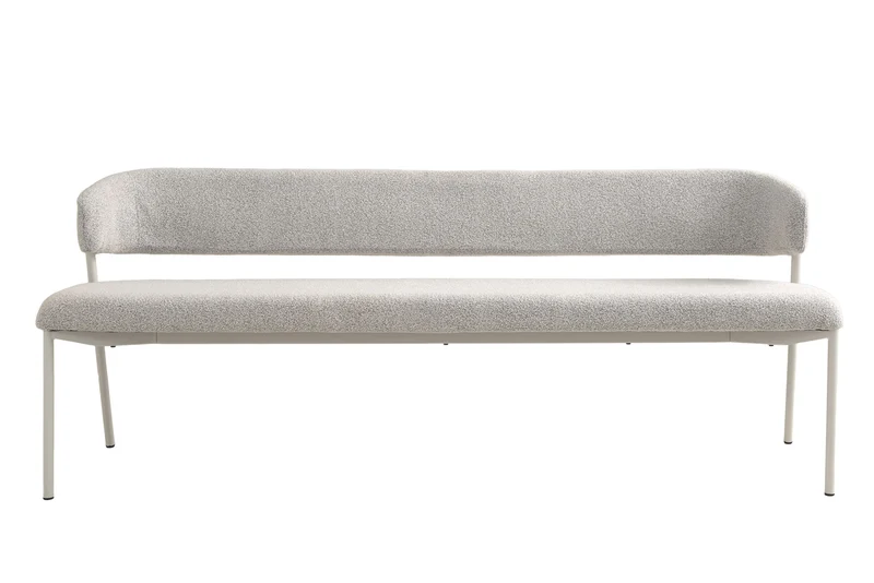 Polsterbank OSLO B 160 oder 200, Bezug in Bouclé grau, Untergestell aus Metall schwarz oder Bezug in Bouclé greige, Untergestell aus Metall seidengrau