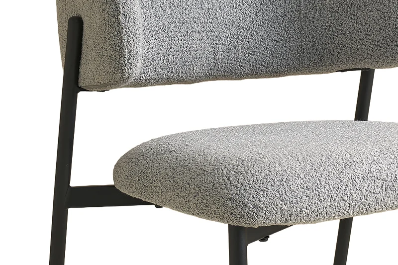 Esszimmerstuhl-Set OSLO B 04, Bezug in Bouclé grau, Untergestell aus Metall schwarz oder Bezug in Bouclé greige, Untergestell aus Metall seidengrau