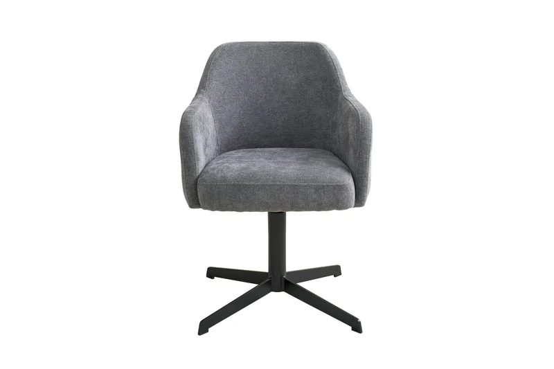Esszimmerstuhl MARLOY 01, Bezug in Webstoff grau, Untergestell aus Metall schwarz oder Bezug in Webstoff greige, Untergestell aus Metall seidengrau, drehbar
