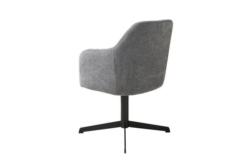Esszimmerstuhl MARLOY 01, Bezug in Webstoff grau, Untergestell aus Metall schwarz oder Bezug in Webstoff greige, Untergestell aus Metall seidengrau, drehbar