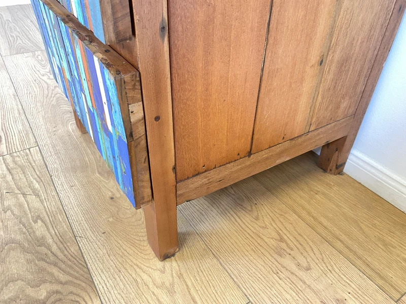 Boatwood by WMK # 1/2 Einzigartiger Nachttisch mit Schubladen, ein aus altem Bootsholz handgefertigtes Unikat aus massivem Teakholz