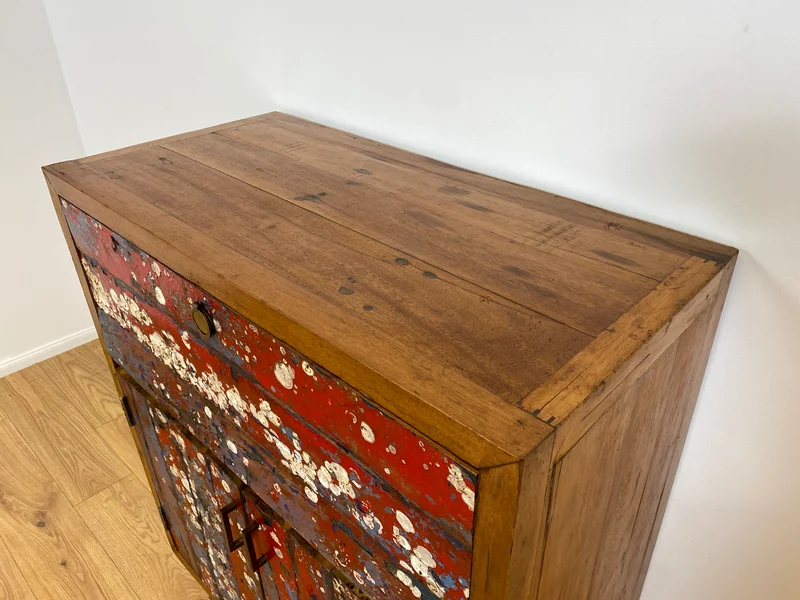 Boatwood by WMK # Besonders schöner Barschrank aus altem Bootsholz, ein handgefertigtes Unikat aus massivem Teakholz