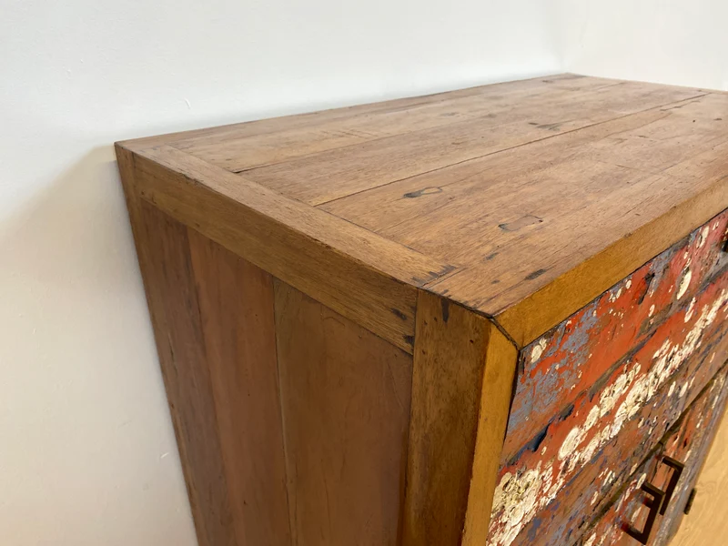 Boatwood by WMK # Besonders schöner Barschrank aus altem Bootsholz, ein handgefertigtes Unikat aus massivem Teakholz