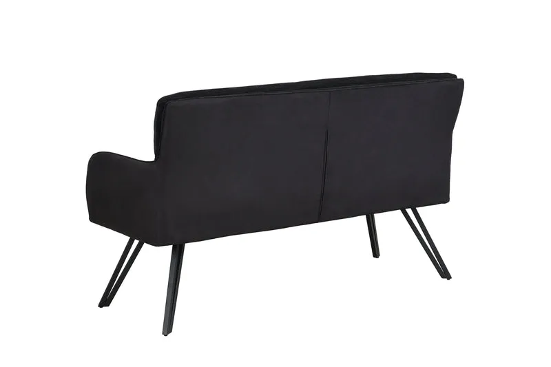 Bank TINO / Webstoff und Mikrofaser Bezug schwarz oder hellgrau / Gestell in schwarz / Aufgedoppelter Rücken / Küchenbank, Sitzbank, Esszimmerbank / B 140 x H 94 x T 67 cm oder B 160 x H 94 x T 67 cm