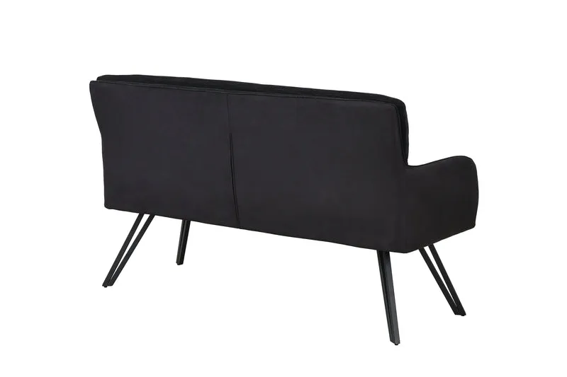 Bank TINO / Webstoff und Mikrofaser Bezug schwarz oder hellgrau / Gestell in schwarz / Aufgedoppelter Rücken / Küchenbank, Sitzbank, Esszimmerbank / B 140 x H 94 x T 67 cm oder B 160 x H 94 x T 67 cm