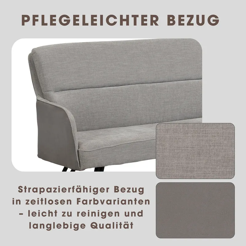 Bank TINO / Webstoff und Mikrofaser Bezug schwarz oder hellgrau / Gestell in schwarz / Aufgedoppelter Rücken / Küchenbank, Sitzbank, Esszimmerbank / B 140 x H 94 x T 67 cm oder B 160 x H 94 x T 67 cm