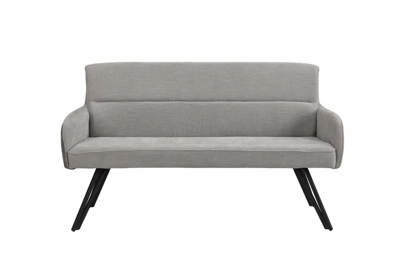 Bank TINO / Webstoff und Mikrofaser Bezug schwarz oder hellgrau / Gestell in schwarz / Aufgedoppelter Rücken / Küchenbank, Sitzbank, Esszimmerbank / B 140 x H 94 x T 67 cm oder B 160 x H 94 x T 67 cm