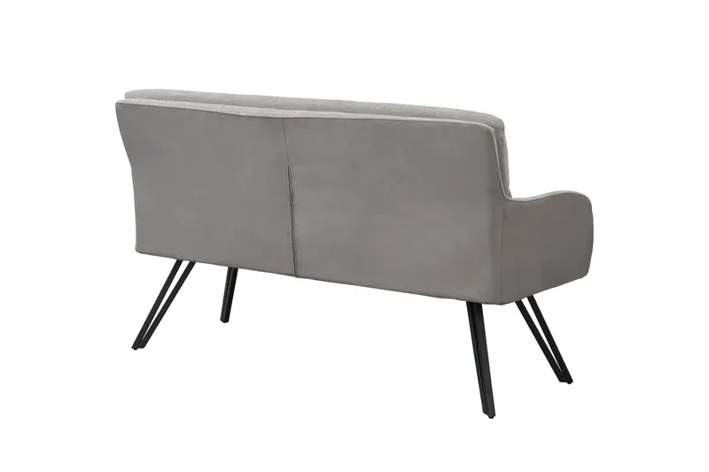 Bank TINO / Webstoff und Mikrofaser Bezug schwarz oder hellgrau / Gestell in schwarz / Aufgedoppelter Rücken / Küchenbank, Sitzbank, Esszimmerbank / B 140 x H 94 x T 67 cm oder B 160 x H 94 x T 67 cm