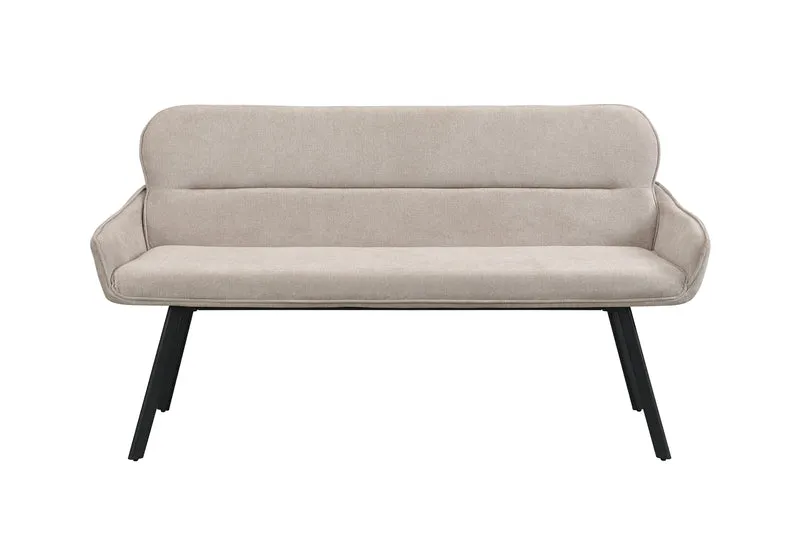 Bank RICO / Webstoffbezug in dunkelgrau oder taupe, Gestell in schwarz / Taschenfederkern, aufgedoppelter Rücken / Esszimmerbank, Sitzbank / B 140 x H 90 x T 62 cm oder B 160 x H 90 x T 62 cm
