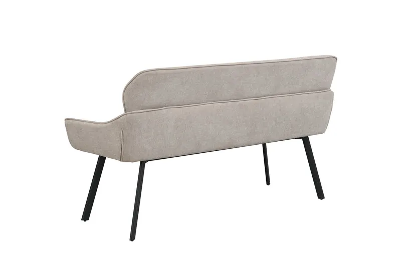 Bank RICO / Webstoffbezug in dunkelgrau oder taupe, Gestell in schwarz / Taschenfederkern, aufgedoppelter Rücken / Esszimmerbank, Sitzbank / B 140 x H 90 x T 62 cm oder B 160 x H 90 x T 62 cm