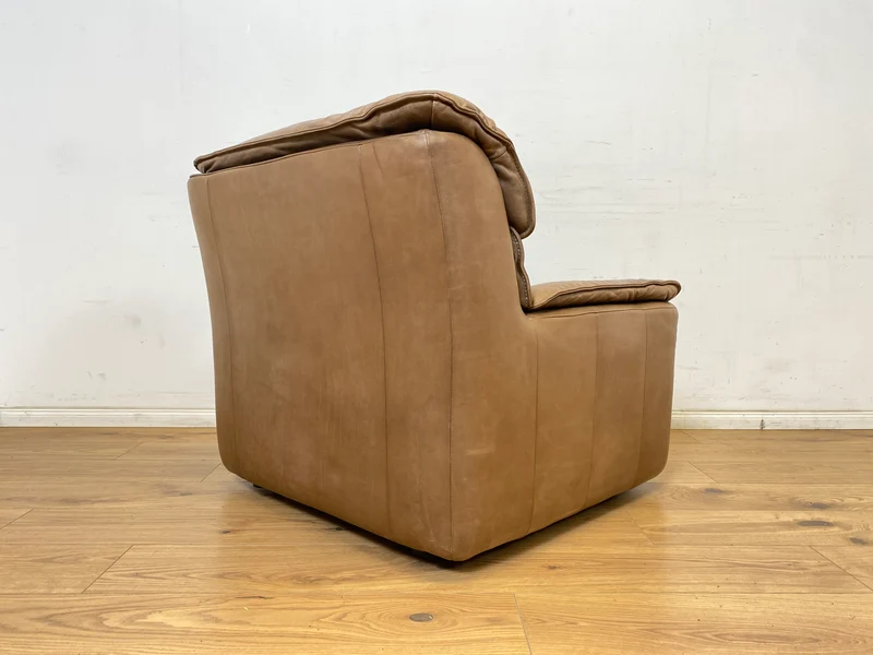 WMK Schöne & äußerst bequeme modulare Vintage Sitzgarnitur aus Sessel , 2er & 3er Sofa in Echtleder mit Patina