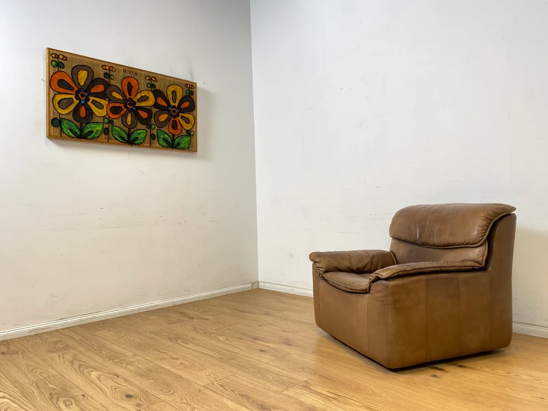 WMK Schöne & äußerst bequeme modulare Vintage Sitzgarnitur aus Sessel , 2er & 3er Sofa in Echtleder mit Patina