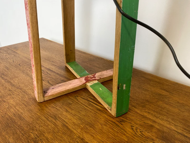 Boatwood by WMK # 1/3 Einzigartige Tischlampe mit Lampenfuß aus altem Bootsholz und weißem Lampenschirm, ein handgefertigtes Unikat in Originalfarben