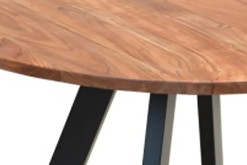 Esstisch TARA / runde Tischplatte Akazie natur / Gestell Metall schwarz / Küchentisch für bis zu 5 Personen / D 100, H 76 cm oder D 120 cm, H 76 cm