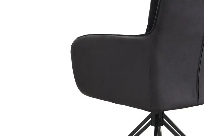 Stuhl 2-er Set TINO / Bezug Webstoff-Mikrofaser in schwarz oder hellgrau, Gestell in schwarz / 360° drehbar / Esszimmerstuhl / Küchenstuhl / B 62 x H 94 x T 70 cm