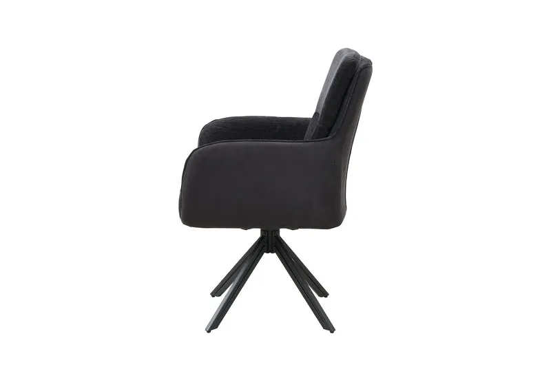 Stuhl 2-er Set TINO / Bezug Webstoff-Mikrofaser in schwarz oder hellgrau, Gestell in schwarz / 360° drehbar / Esszimmerstuhl / Küchenstuhl / B 62 x H 94 x T 70 cm