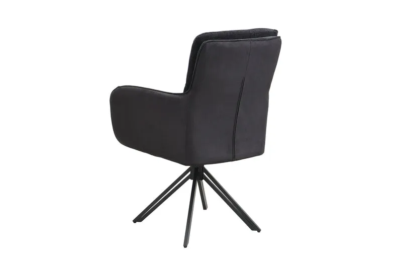 Stuhl 2-er Set TINO / Bezug Webstoff-Mikrofaser in schwarz oder hellgrau, Gestell in schwarz / 360° drehbar / Esszimmerstuhl / Küchenstuhl / B 62 x H 94 x T 70 cm