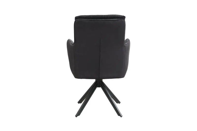 Stuhl 2-er Set TINO / Bezug Webstoff-Mikrofaser in schwarz oder hellgrau, Gestell in schwarz / 360° drehbar / Esszimmerstuhl / Küchenstuhl / B 62 x H 94 x T 70 cm