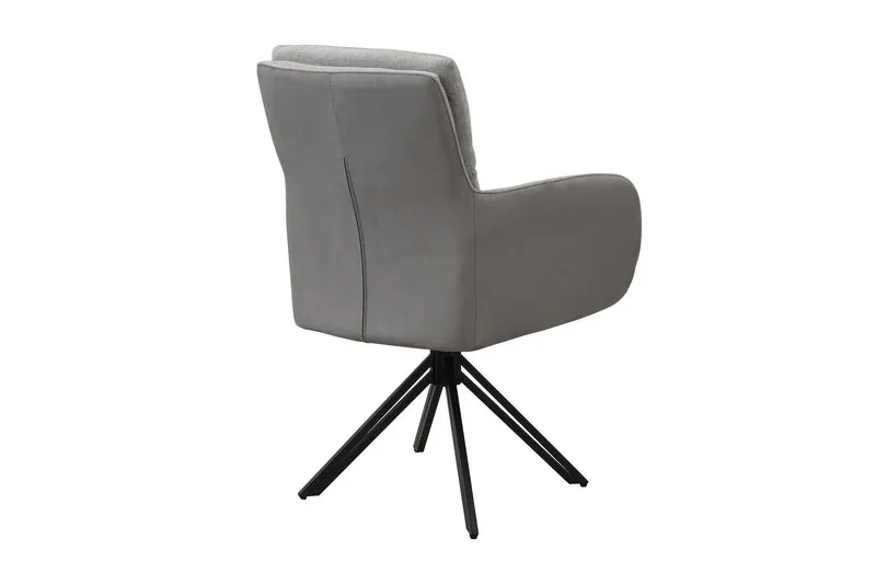 Stuhl 2-er Set TINO / Bezug Webstoff-Mikrofaser in schwarz oder hellgrau, Gestell in schwarz / 360° drehbar / Esszimmerstuhl / Küchenstuhl / B 62 x H 94 x T 70 cm