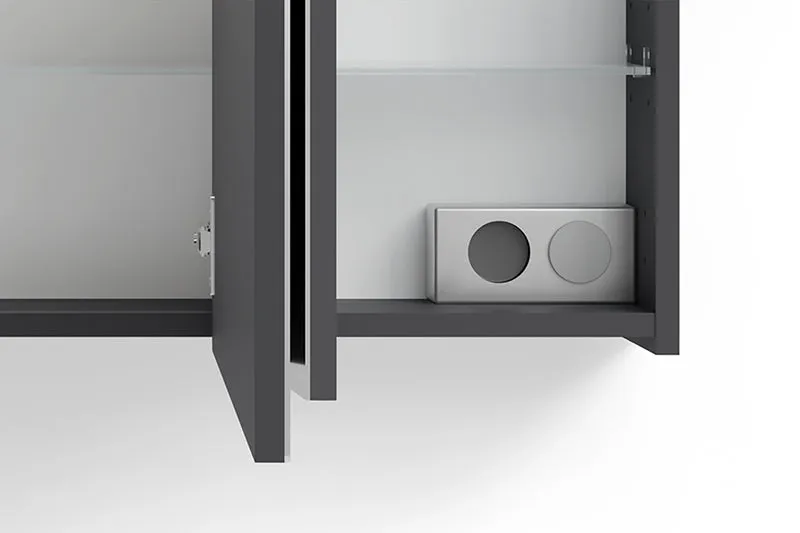 Spiegelschrank SPREE / Korpus matt weiß oder anthrazit mit Spiegeltüren / Hängeschrank mit Soft-Close-Funktion / Inklusive LED-Beleuchtung / Badschrank mit Stecker- und Schalterdose / B 120, H 60, T 20 cm