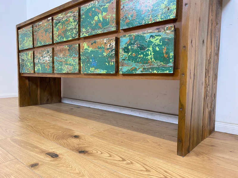 Boatwood by WMK # Einzigartiges Sideboard mit Schubladen, ein aus altem Bootsholz handgefertigtes Unikat aus massivem Teakholz