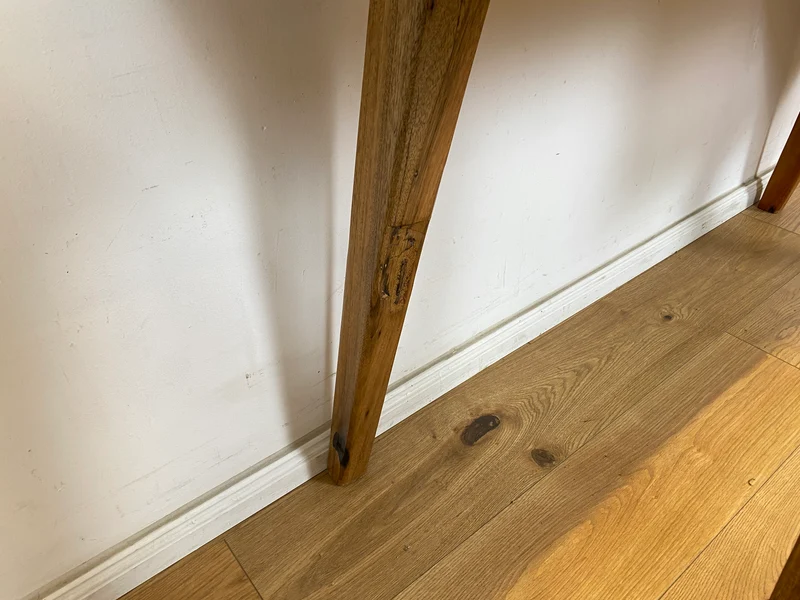 Boatwood by WMK # Formschöner und beidseitig verwendbarer Schreibtisch aus altem Bootsholz, ein handgefertigtes Unikat aus massivem Teakholz