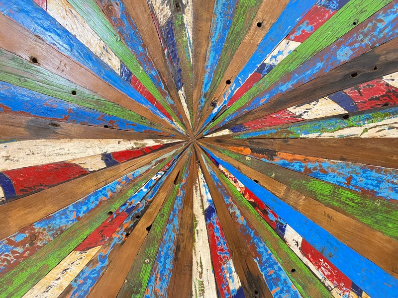 Boatwood by WMK # Einzigartiges Wandbild aus altem Bootsholz, ein handgefertigtes Unikat aus massivem Teakholz in Originalfarben der Boote