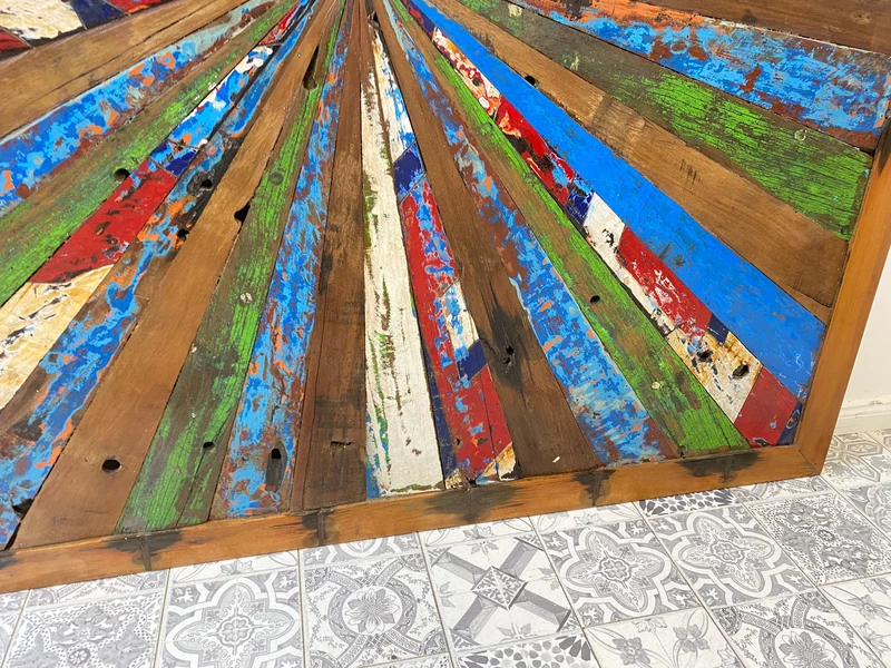 Boatwood by WMK # Einzigartiges Wandbild aus altem Bootsholz, ein handgefertigtes Unikat aus massivem Teakholz in Originalfarben der Boote